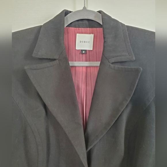 Philippe DUBUC Black Soft 100% Cotton Stylish w/ Pockets Mid-Length Blazer, Sz 8 - Picture 3 of 16